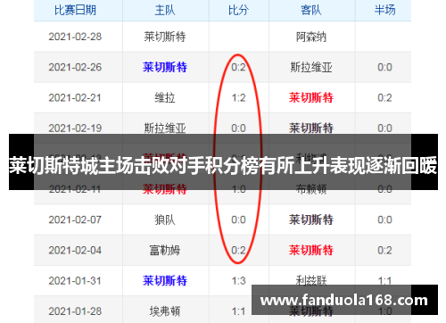 莱切斯特城主场击败对手积分榜有所上升表现逐渐回暖